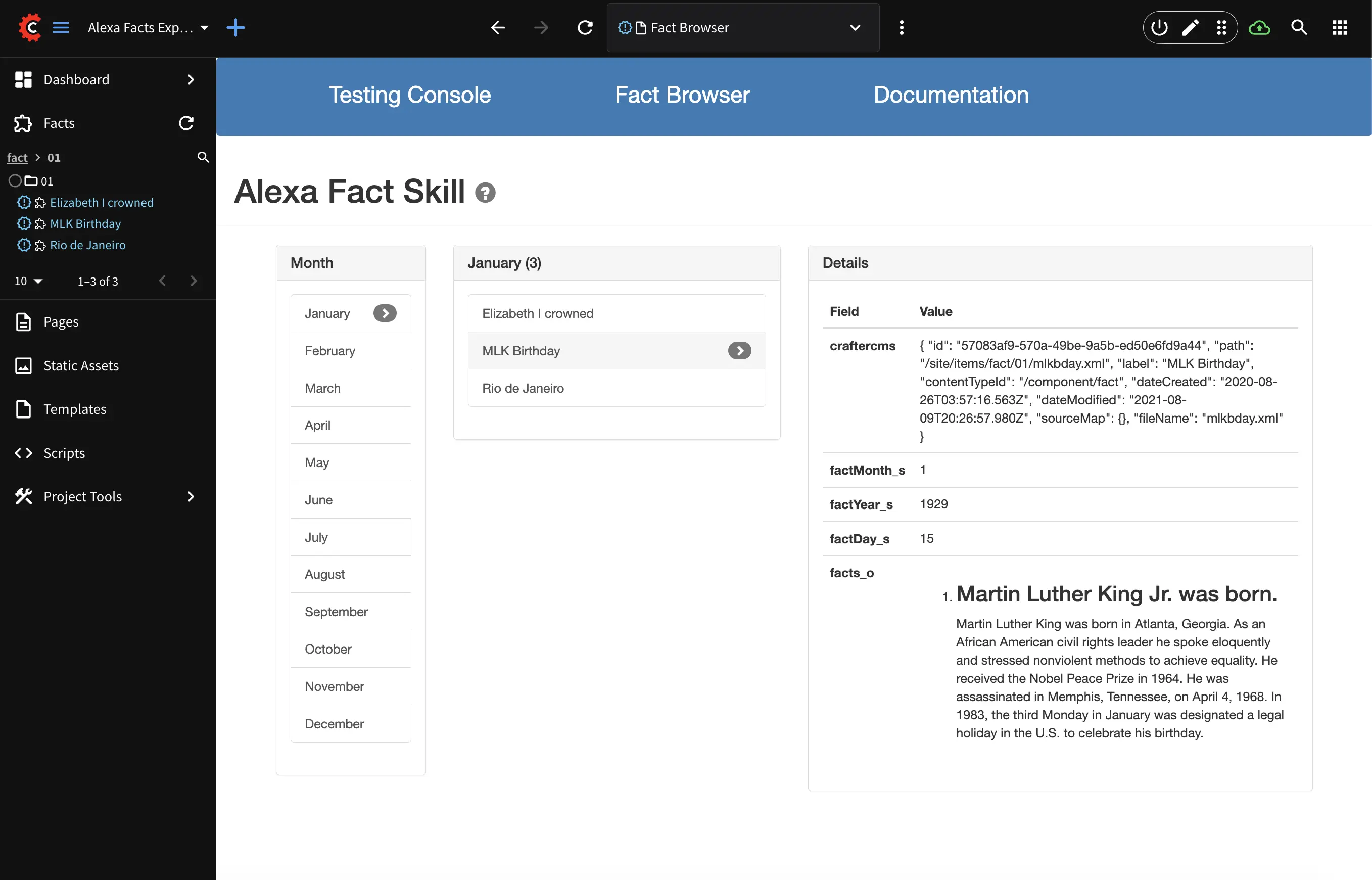 Authoring tools provided through Crafter Studio to test Alexa digital assistant interactions.
